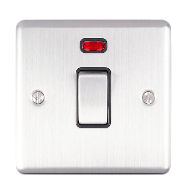 Eurolite Enhance Decorative 20Amp Switch With Neon Indicator - Satin Stainless - EN20ASWNSSB - Choice Handles