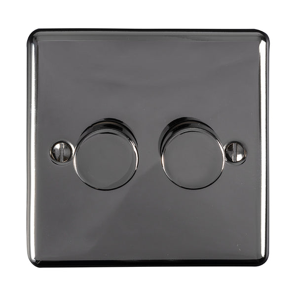 Eurolite Enhance Decorative 2 Gang Dimmer - Black Nickel - EN2DLEDBN - Choice Handles