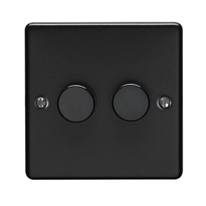 Eurolite Enhance Decorative 2 Gang Dimmer - Matt Black - EN2DLEDMBB - Choice Handles