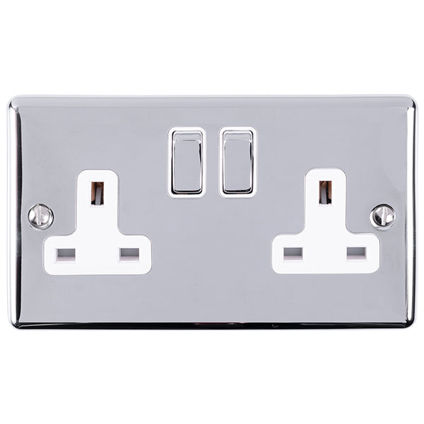 Eurolite Enhance Decorative 2 Gang Socket - Polished Chrome - EN2SOPCW - Choice Handles