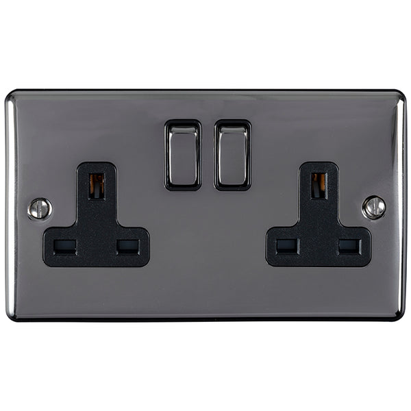 Eurolite Enhance Decorative 2 Gang Socket - Black Nickel - EN2SOBNB - Choice Handles