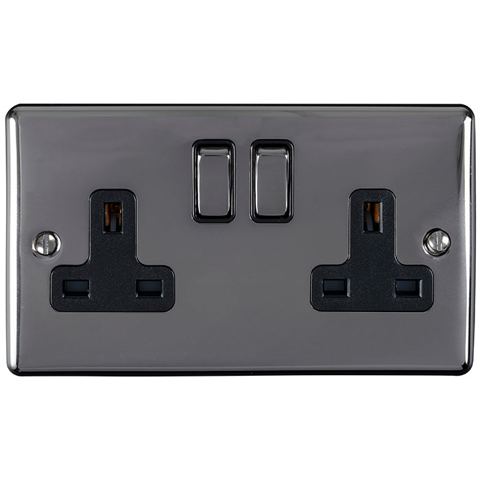 Eurolite Enhance Decorative 2 Gang Socket - Black Nickel - EN2SOBNB - Choice Handles