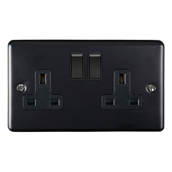 Eurolite Enhance Decorative 2 Gang Socket - Matt Black - EN2SOMBB - Choice Handles