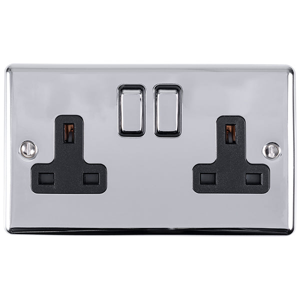 Eurolite Enhance Decorative 2 Gang Socket - Polished Chrome - EN2SOPCB - Choice Handles