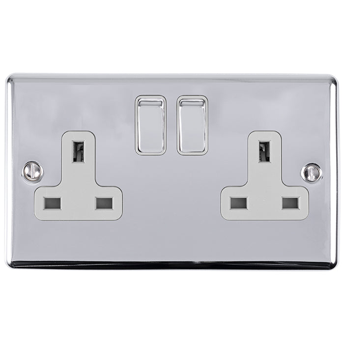 Eurolite Enhance Decorative 2 Gang Socket - Polished Chrome - EN2SOPCG - Choice Handles