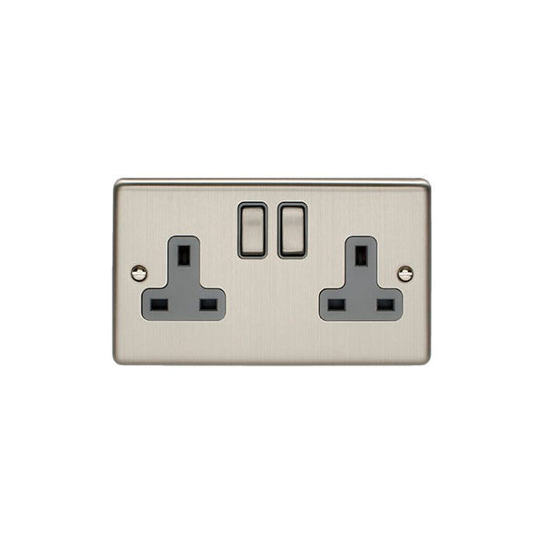 Eurolite Enhance Decorative 2 Gang Socket - Satin Stainless - EN2SOSSG - Choice Handles