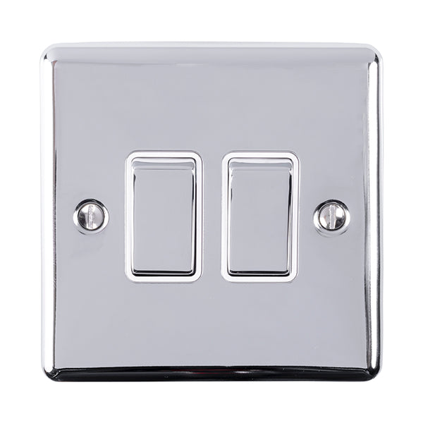 Eurolite Enhance Decorative 2 Gang Switch - Polished Chrome - EN2SWPCW - Choice Handles