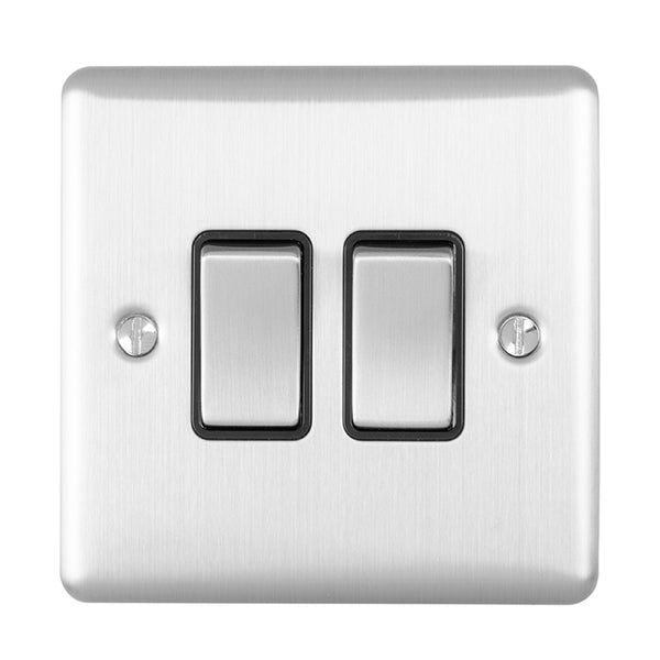 Eurolite Enhance Decorative 2 Gang Switch - Satin Stainless - EN2SWSSB - Choice Handles