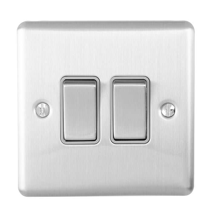 Eurolite Enhance Decorative 2 Gang Switch - Satin Stainless - EN2SWSSG - Choice Handles