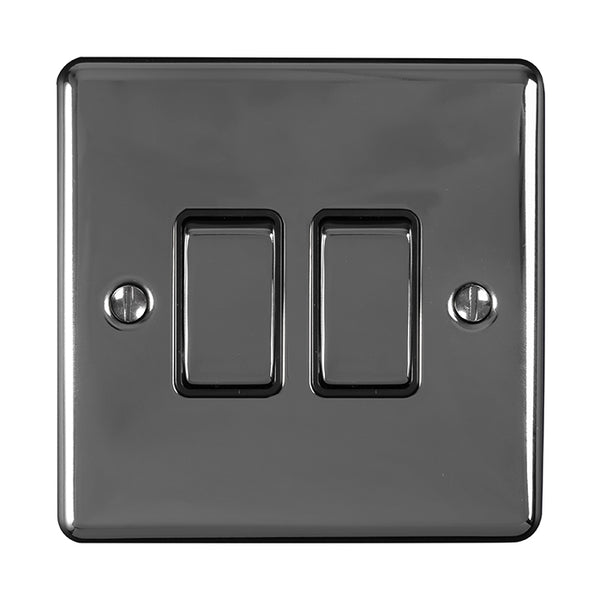 Eurolite Enhance Decorative 2 Gang Switch - Black Nickel - EN2SWBNB - Choice Handles