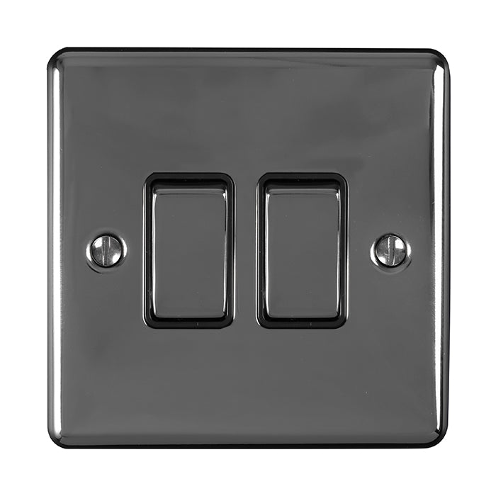 Eurolite Enhance Decorative 2 Gang Switch - Black Nickel - EN2SWBNB - Choice Handles