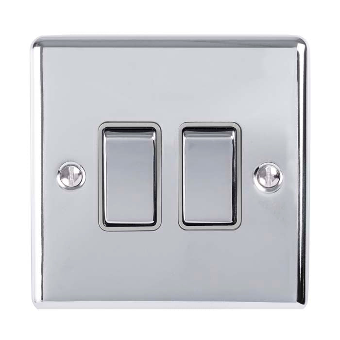 Eurolite Enhance Decorative 2 Gang Switch - Polished Chrome - EN2SWPCG - Choice Handles