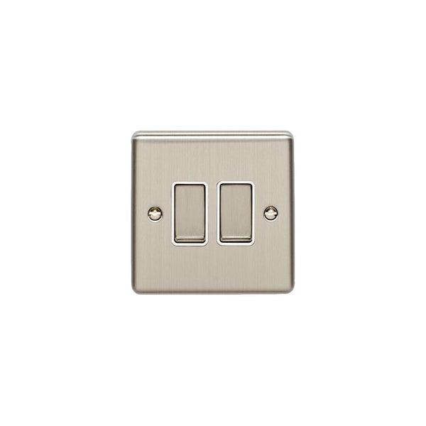 Eurolite Enhance Decorative 2 Gang Switch - Satin Stainless - EN2SWSSW - Choice Handles