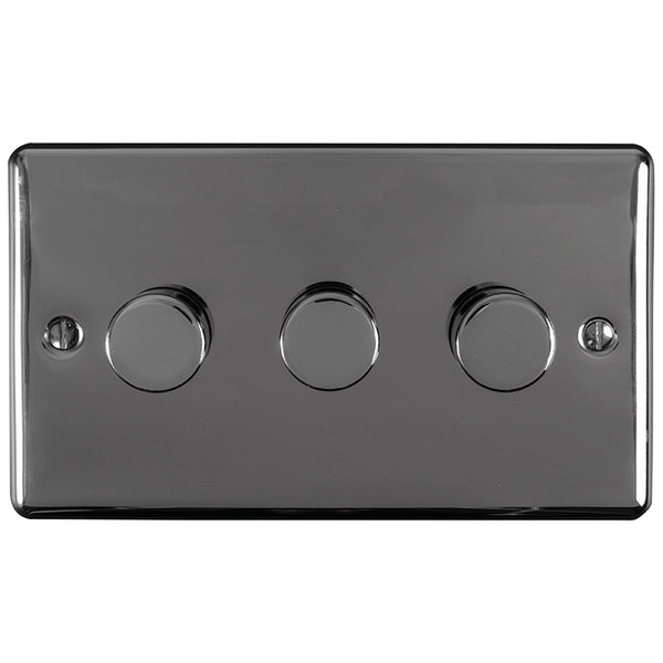 Eurolite Enhance Decorative 3 Gang Dimmer - Black Nickel - EN3DLEDBN - Choice Handles