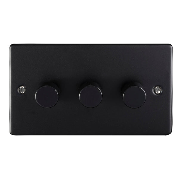 Eurolite Enhance Decorative 3 Gang Dimmer - Matt Black - EN3DLEDMBB - Choice Handles