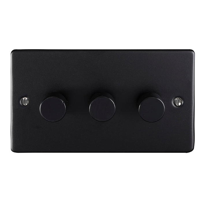 Eurolite Enhance Decorative 3 Gang Dimmer - Matt Black - EN3DLEDMBB - Choice Handles