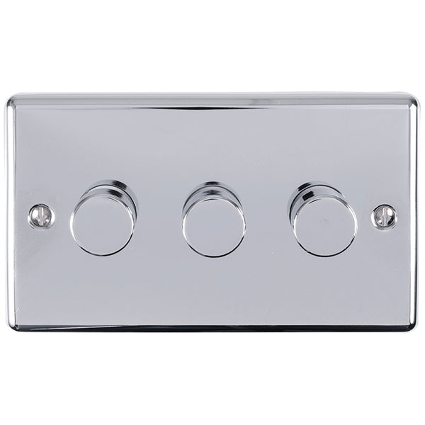 Eurolite Enhance Decorative 3 Gang Dimmer - Polished Chrome - EN3DLEDPC - Choice Handles