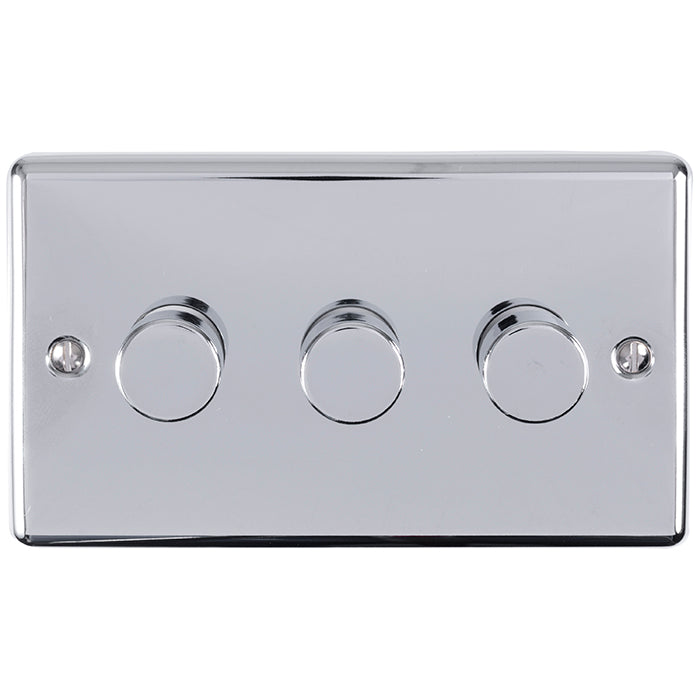 Eurolite Enhance Decorative 3 Gang Dimmer - Polished Chrome - EN3DLEDPC - Choice Handles