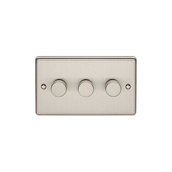 Eurolite Enhance Decorative 3 Gang Dimmer - Satin Stainless - EN3DLEDSS - Choice Handles