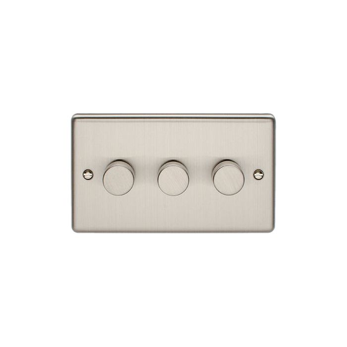 Eurolite Enhance Decorative 3 Gang Dimmer - Satin Stainless - EN3DLEDSS - Choice Handles