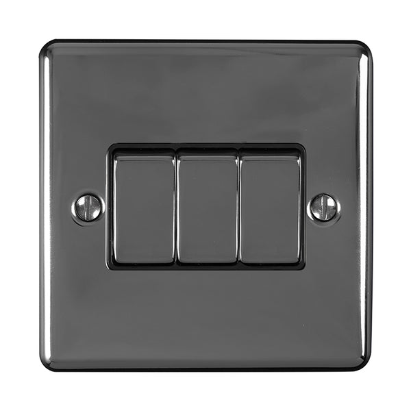 Eurolite Enhance Decorative 3 Gang Switch - Black Nickel - EN3SWBNB - Choice Handles