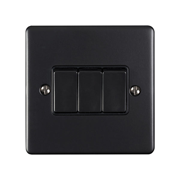 Eurolite Enhance Decorative 3 Gang Switch - Matt Black - EN3SWMBB - Choice Handles