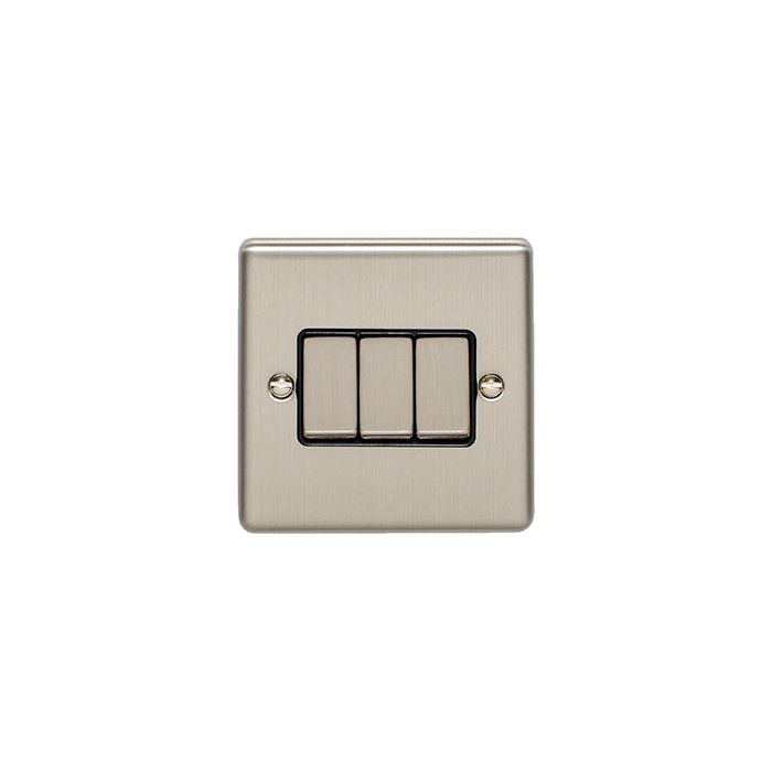 Eurolite Enhance Decorative 3 Gang Switch - Satin Stainless - EN3SWSSB - Choice Handles