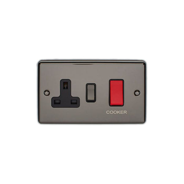 Eurolite Enhance Decorative 45Amp Switch With A Socket - Black Nickel - EN45ASWASBNB - Choice Handles