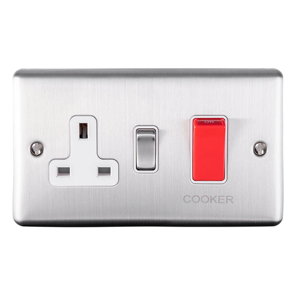 Eurolite Enhance Decorative 45Amp Switch With A Socket - Satin Stainless - EN45ASWASSSW - Choice Handles