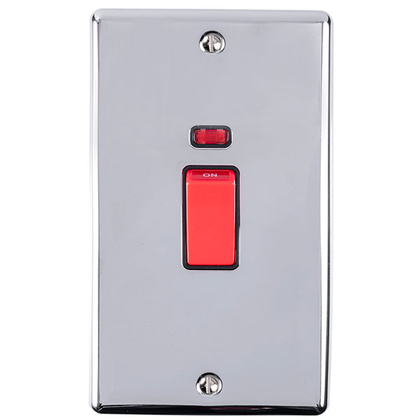 Eurolite Enhance Decorative 45Amp Switch With Neon Indicator - Polished Chrome - EN45ASWNPCB - Choice Handles