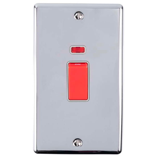 Eurolite Enhance Decorative 45Amp Switch With Neon Indicator - Polished Chrome - EN45ASWNPCG - Choice Handles