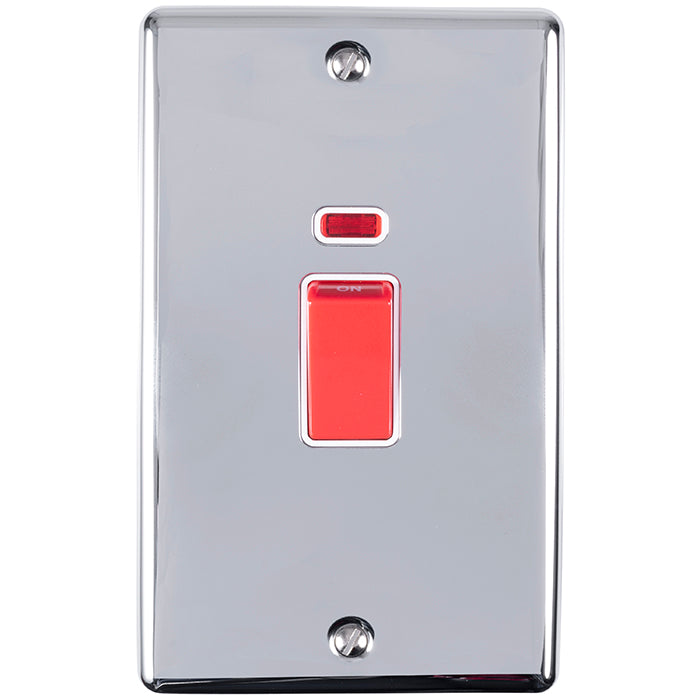 Eurolite Enhance Decorative 45Amp Switch With Neon Indicator - Polished Chrome - EN45ASWNPCW - Choice Handles