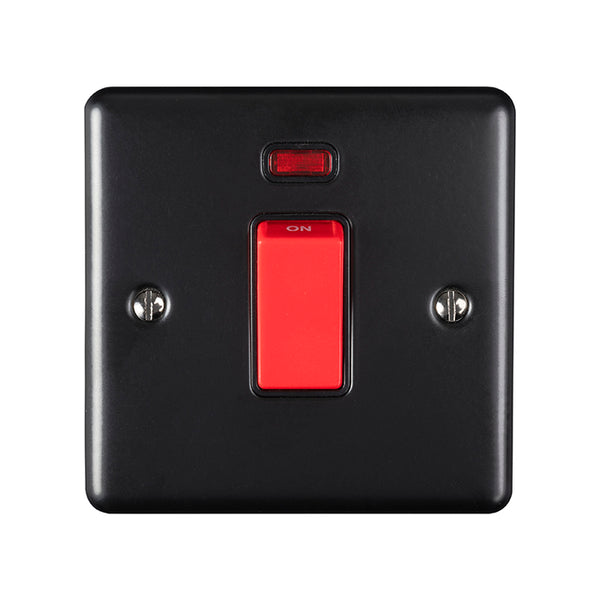 Eurolite Enhance Decorative 45Amp Switch With Neon Indicator - Matt Black - EN45ASWNSMBB - Choice Handles