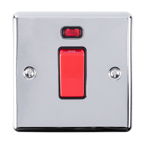 Eurolite Enhance Decorative 45Amp Switch With Neon Indicator - Polished Chrome - EN45ASWNSPCB - Choice Handles