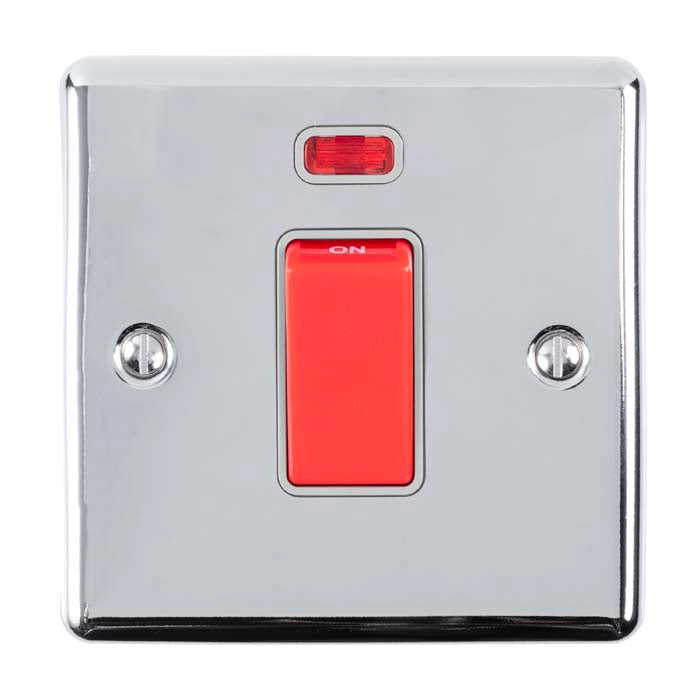 Eurolite Enhance Decorative 45Amp Switch With Neon Indicator - Polished Chrome - EN45ASWNSPCG - Choice Handles