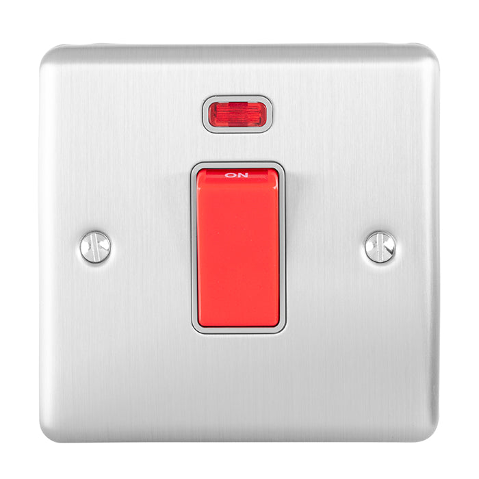 Eurolite Enhance Decorative 45Amp Switch With Neon Indicator - Satin Stainless - EN45ASWNSSSG - Choice Handles