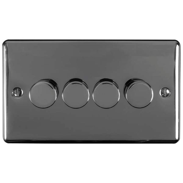 Eurolite Enhance Decorative 4 Gang Dimmer - Black Nickel - EN4DLEDBN - Choice Handles