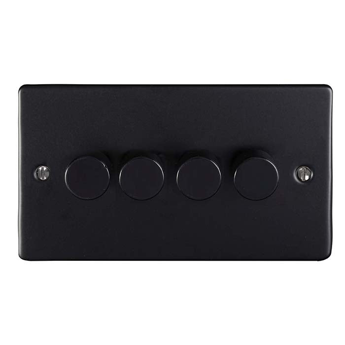 Eurolite Enhance Decorative 4 Gang Dimmer - Matt Black - EN4DLEDMBB - Choice Handles