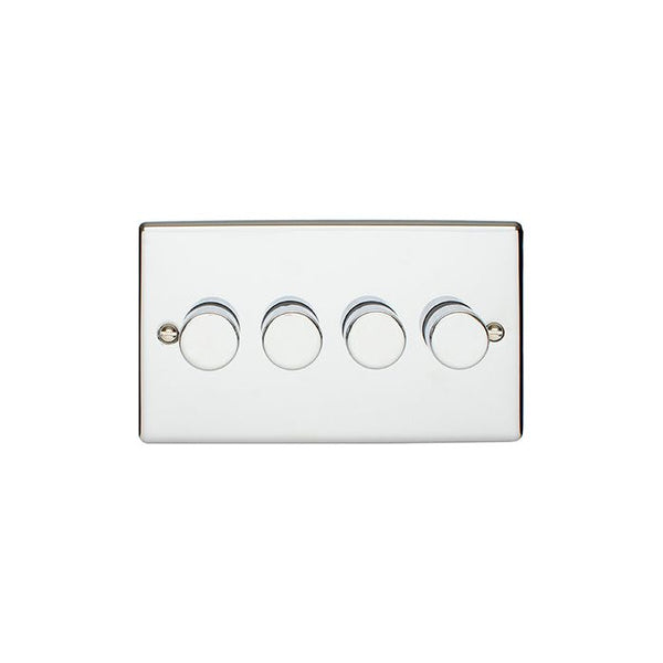 Eurolite Enhance Decorative 4 Gang Dimmer - Polished Chrome - EN4DLEDPC - Choice Handles