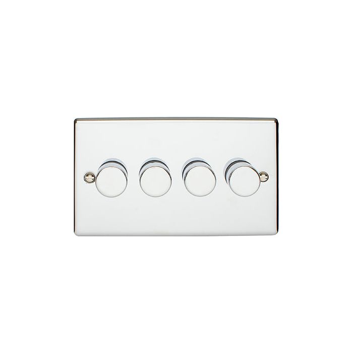 Eurolite Enhance Decorative 4 Gang Dimmer - Polished Chrome - EN4DLEDPC - Choice Handles