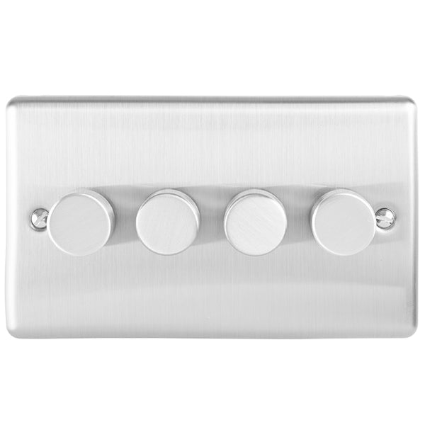 Eurolite Enhance Decorative 4 Gang Dimmer - Satin Stainless - EN4DLEDSS - Choice Handles