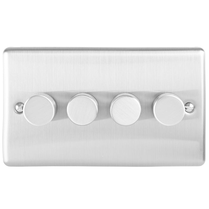 Eurolite Enhance Decorative 4 Gang Dimmer - Satin Stainless - EN4DLEDSS - Choice Handles