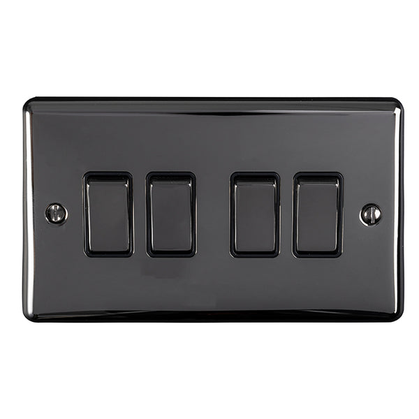 Eurolite Enhance Decorative 4 Gang Switch - Black Nickel - EN4SWBNB - Choice Handles