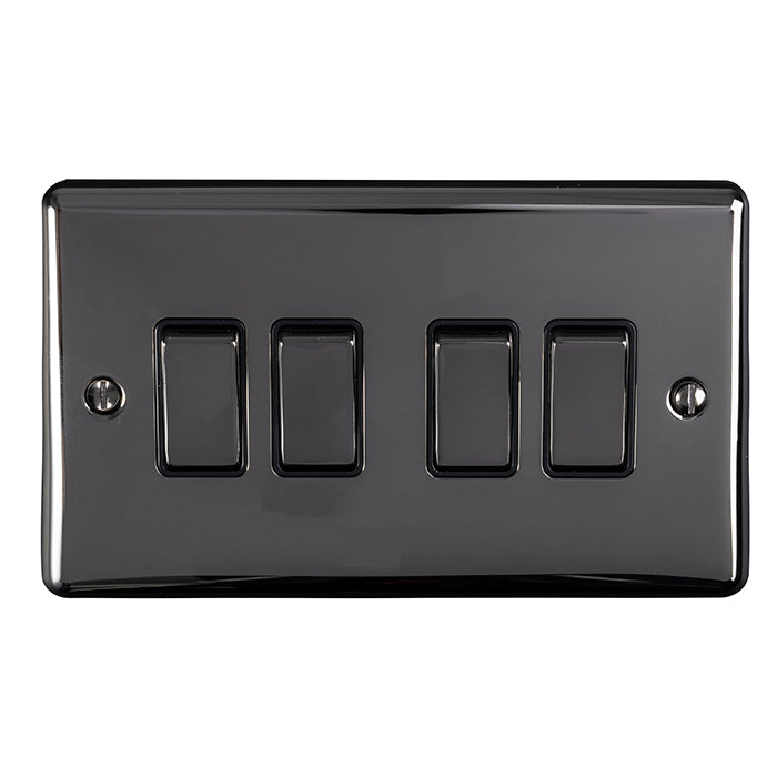 Eurolite Enhance Decorative 4 Gang Switch - Black Nickel - EN4SWBNB - Choice Handles