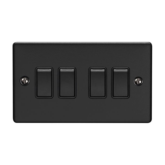 Eurolite Enhance Decorative 4 Gang Switch - Matt Black - EN4SWMBB - Choice Handles