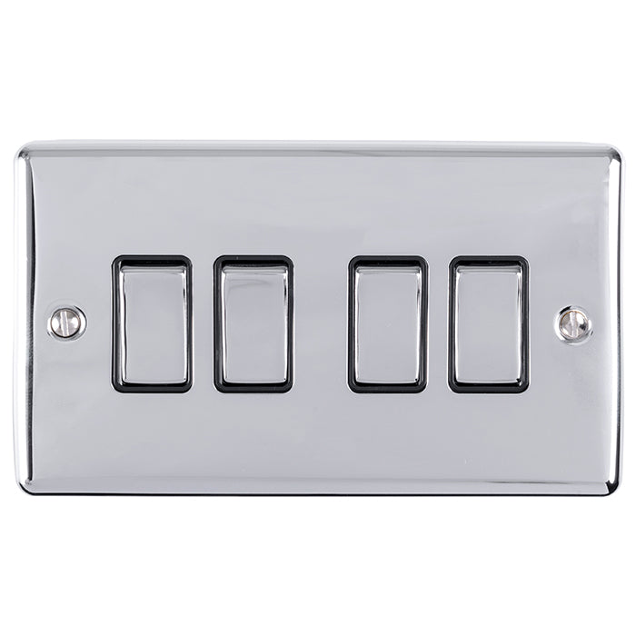 Eurolite Enhance Decorative 4 Gang Switch - Polished Chrome - EN4SWPCB - Choice Handles