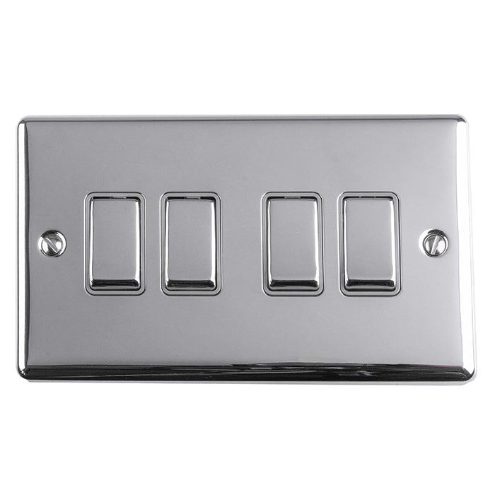 Eurolite Enhance Decorative 4 Gang Switch - Polished Chrome - EN4SWPCG - Choice Handles