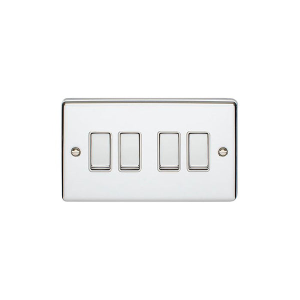 Eurolite Enhance Decorative 4 Gang Switch - Polished Chrome - EN4SWPCW - Choice Handles