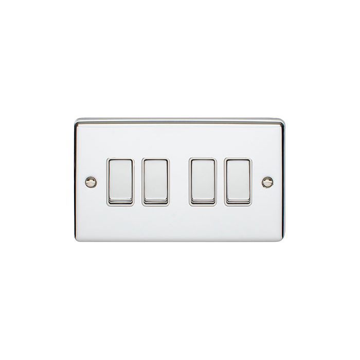 Eurolite Enhance Decorative 4 Gang Switch - Polished Chrome - EN4SWPCW - Choice Handles