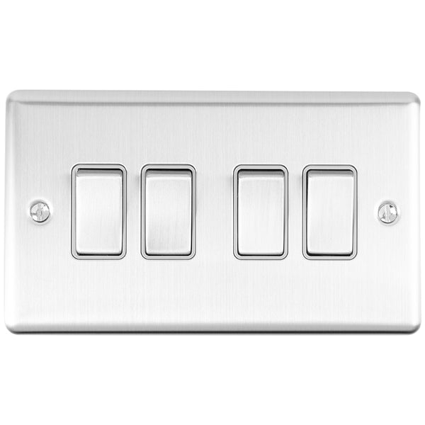 Eurolite Enhance Decorative 4 Gang Switch - Satin Stainless - EN4SWSSG - Choice Handles